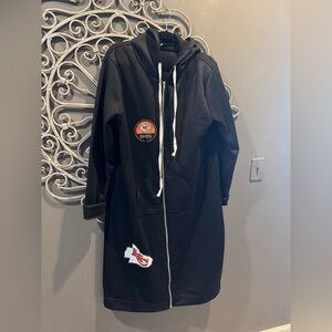 Women’s KC Chiefs long zip front sweatshirt Duster black football sz 2x